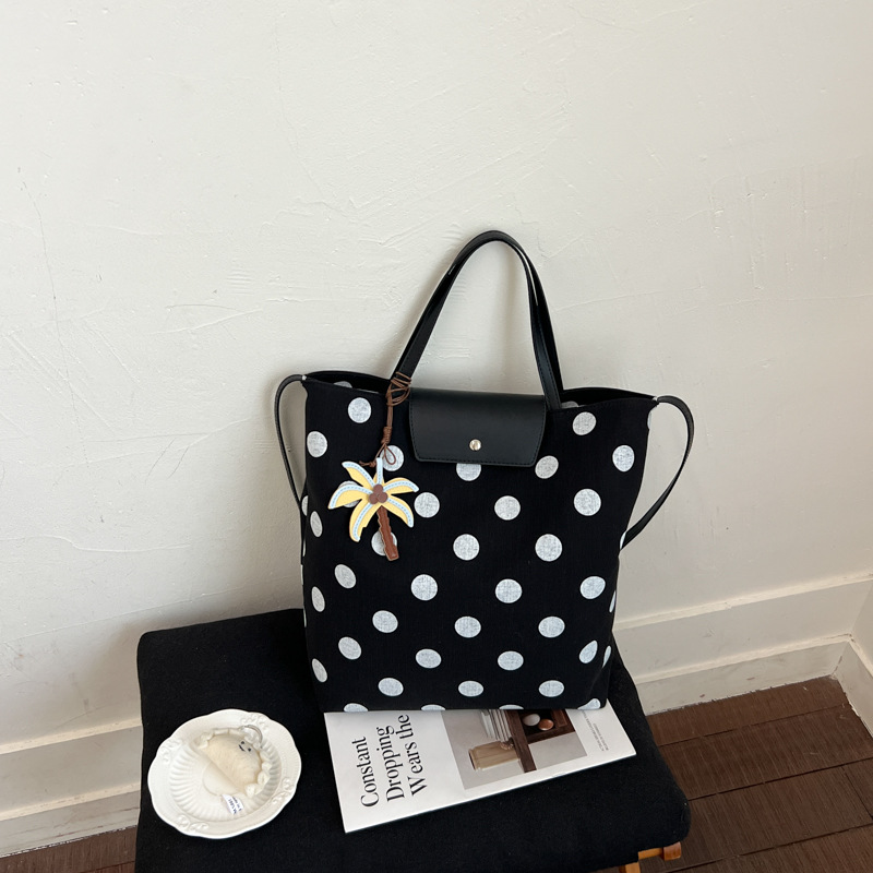 Bolsa de gran capacidad para viajar mujeres 2026 verano nuevo estilo coreano Zhong wave punto tote bag casual simple mochila image 9