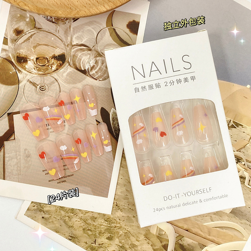 Pequeño Libro Rojo TikTok usar gel de gelatina de uñas parche de uñas desmontable corto terminado temperamento de belleza de uñas pieza de belleza de uñas