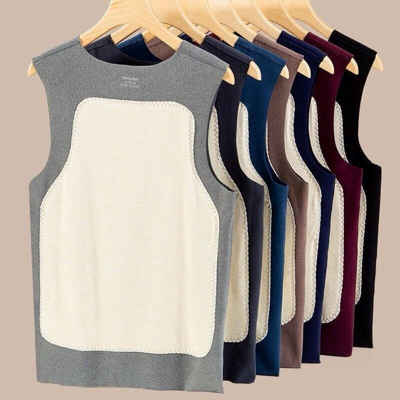 Men's patch vest de velvet double-sided velvet padded patch seamless warm vest trend fashion warm waistcoat Men's patch vest de velvet double-sided velvet padded patch seamless warm vest trend fashion warm waistcoat