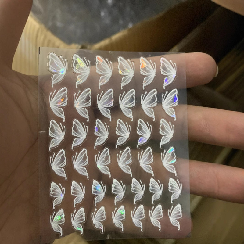 New 5D relief explosions shell light butterfly nail stickers three-dimensional adhesive nail stickers wholesale wholesale