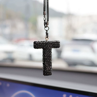 Car hanging clay car interior accessories - t-black-letter-car-pendant