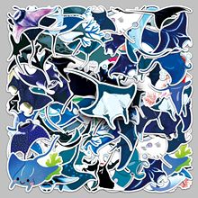 50张魔鬼鱼蝠鲼卡通海洋动物可爱防水装饰笔记本电脑水杯手机贴纸