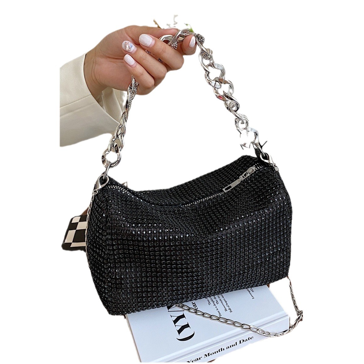 Bolso transfronterizo bolso de noche para mujer 2025 principios de primavera nueva moda bolso cruzado de nicho de diamante brillante bolso al por mayor