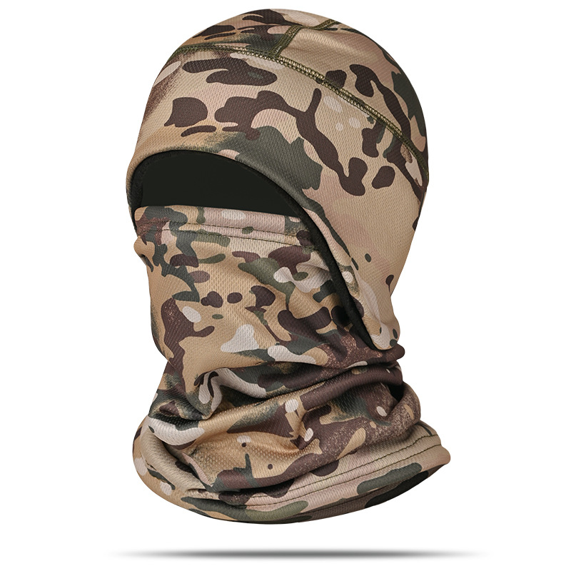 Sombrero cálido de invierno orejeras forradas de lana a prueba de frío Camuflaje a prueba de viento bufanda de esquí táctica engrosada máscara de equitación