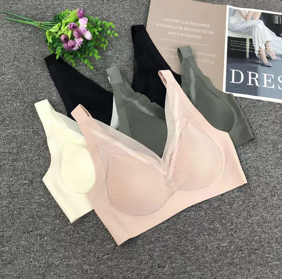 Nueva taza de látex sin marcas de alta calidad, chaleco de dama sin anillo de acero, bra de yoga, ropa interior deportiva, mujer al por mayor