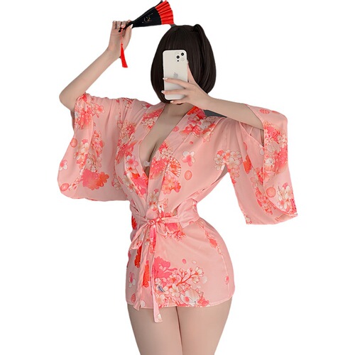 Mi Ting sexy lingerie plus size Japanese hot no-take-off provocative sexy cherry blossom kimono suit uniform temptation 3904