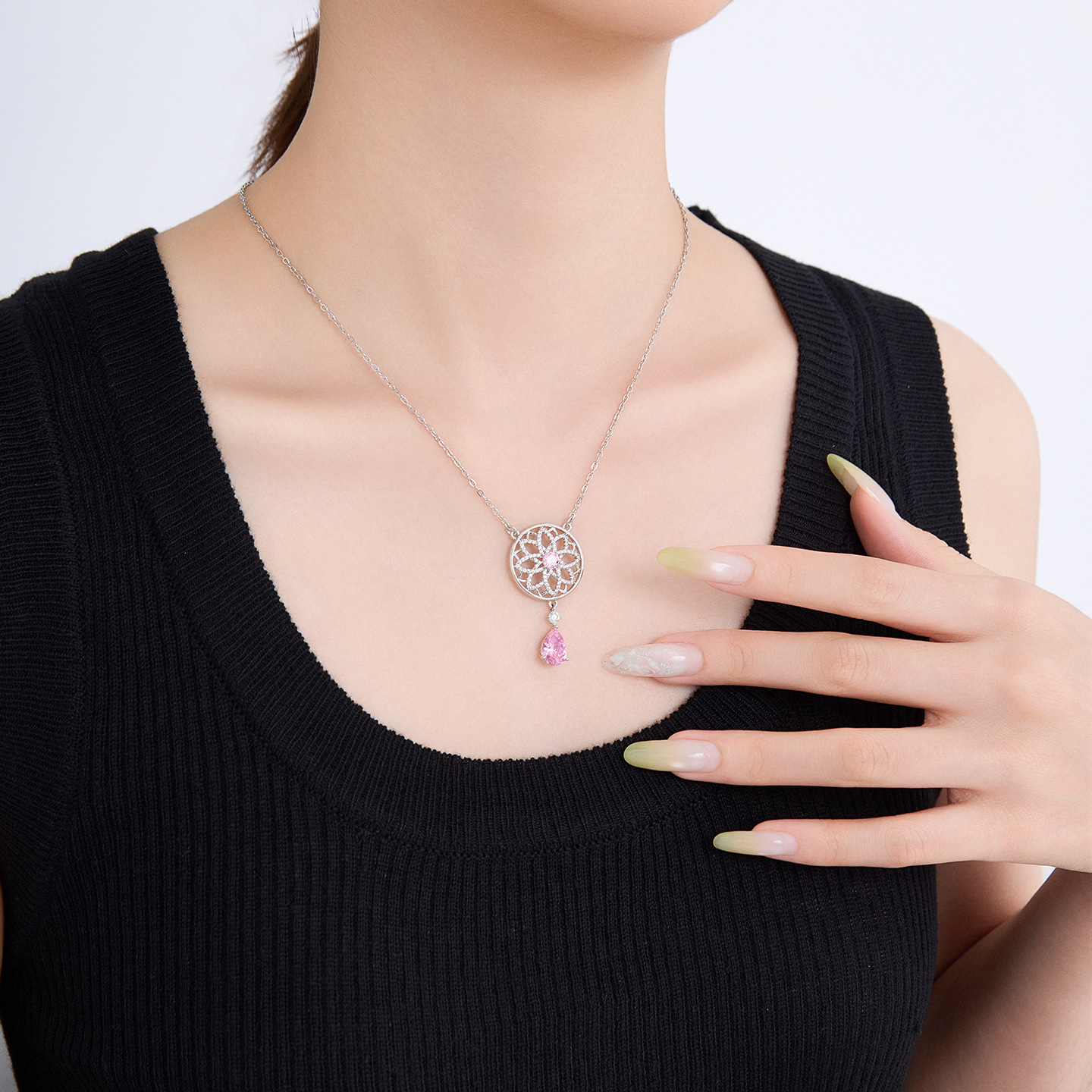 Xuping lujoso aretes de estilo artístico dulce collar conjunto de joyería goteo bordilla hueco geometría joyería redonda para mujeres