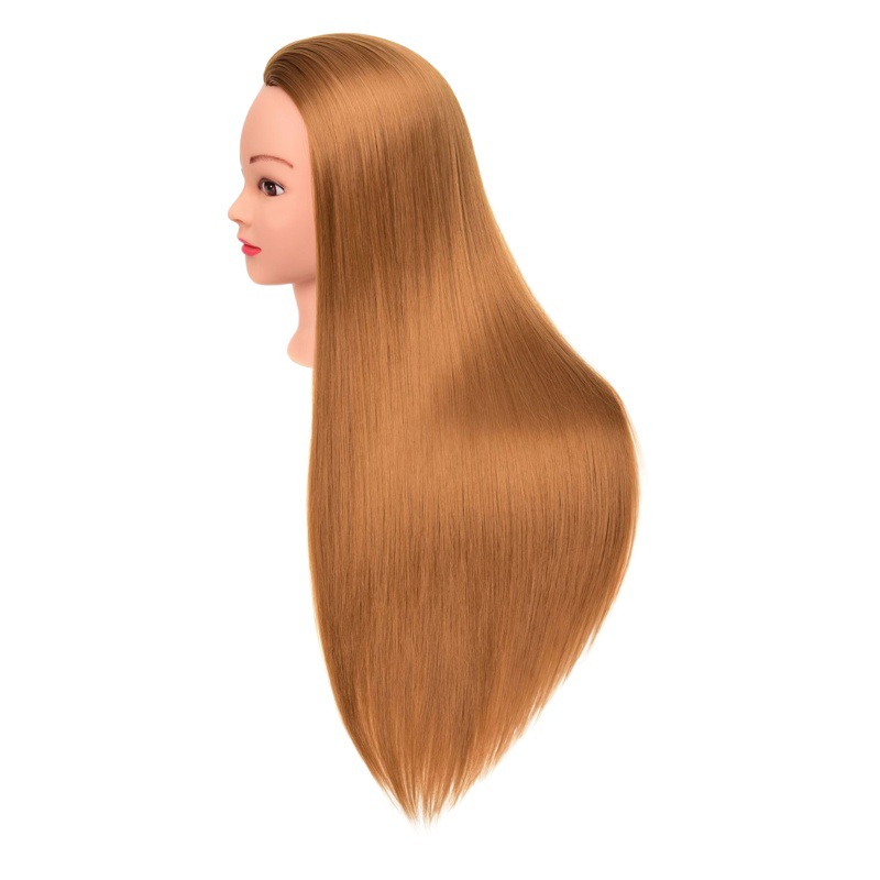 Cabeza de entrenamiento para peluquería que imita el cabello real, cabeza de muñeca, cabeza de maniquí para peluquería, modelo de cabeza ficticia para trenzar, peinados y maquillaje.