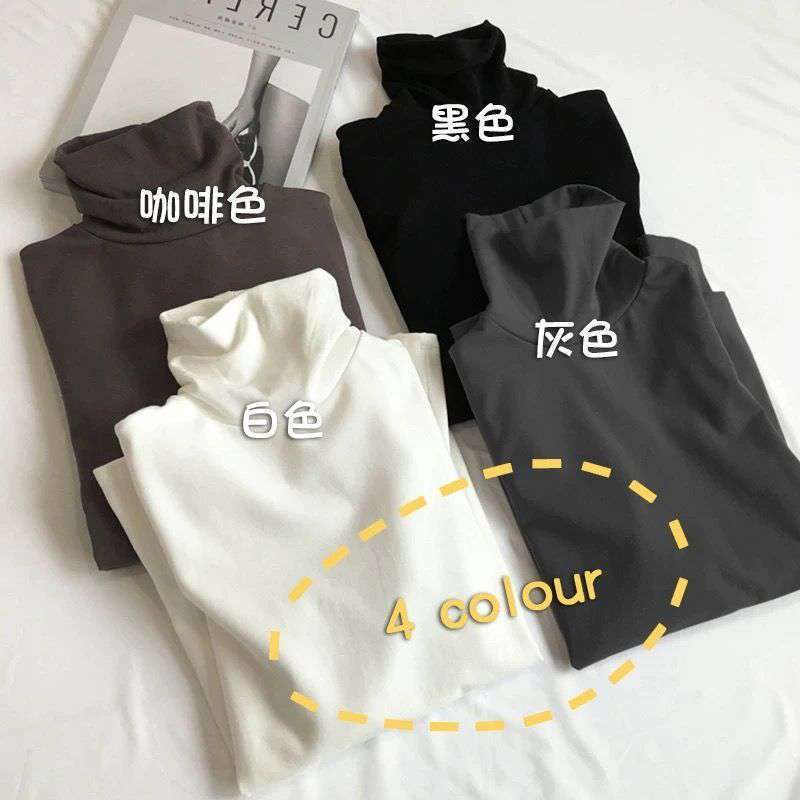 Flower Ting Base Shirt Small High Collar Inner Long Sleeve Shirt Fashionable Autumn and Winter Base Shirt Women's Western Style Slim-fit Top
