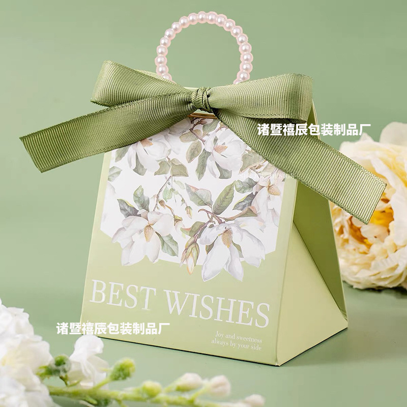 녹색 상자 + 긴 리본 + 진주 반지