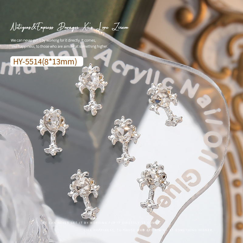 Nueva celebridad en línea flash tridimensional Cruz joyería de uñas de ganchillo taladro de uñas Super Flash aleación decoraciones de uñas