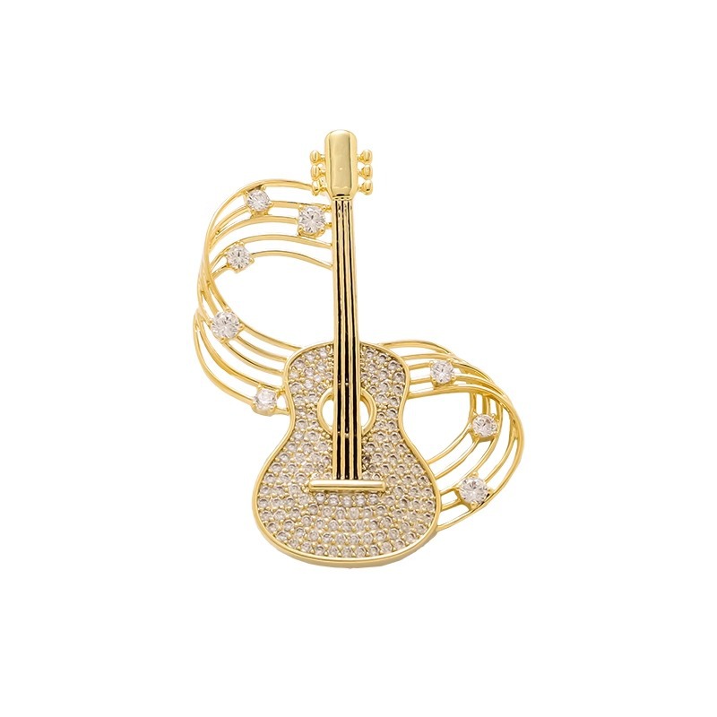 Gitaar muzieknoot broche gepersonaliseerd voor kleding_voghion.com