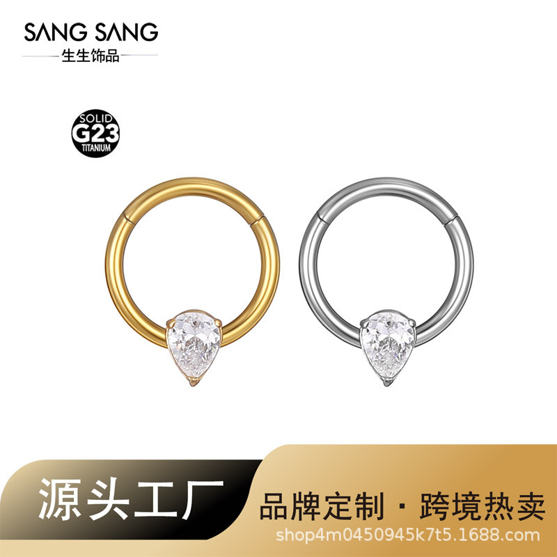 nose piercing stainless steel with zircon drop-shaped