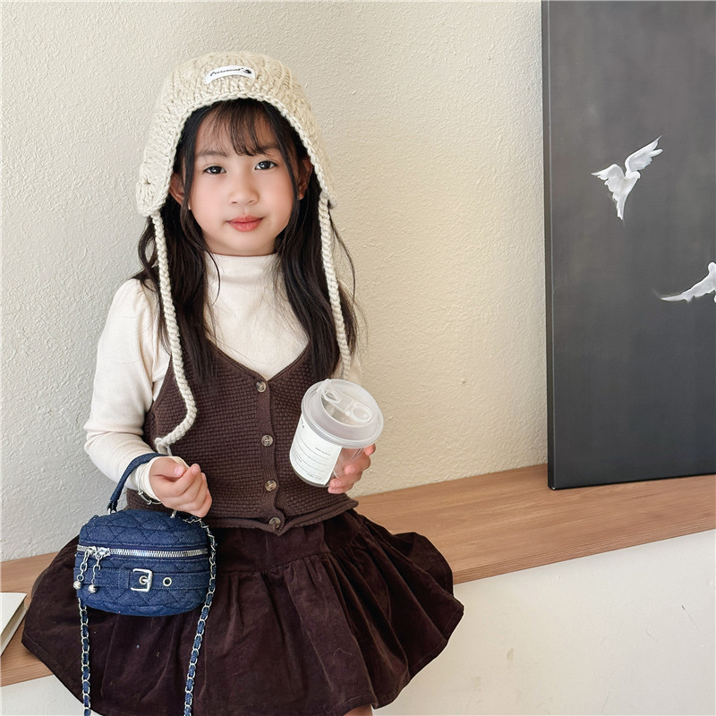 Bolso para niños femenino 2023 principios de otoño nuevo mini lápiz labial accesorios bolsa de mensajero entre padres e hijos pequeña fragancia bolsa de cadena de mezclilla