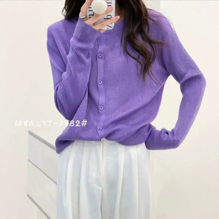 Korean style versatile wool cardigan women's 2025 new fashion western style explosion spring top thin sweater coat