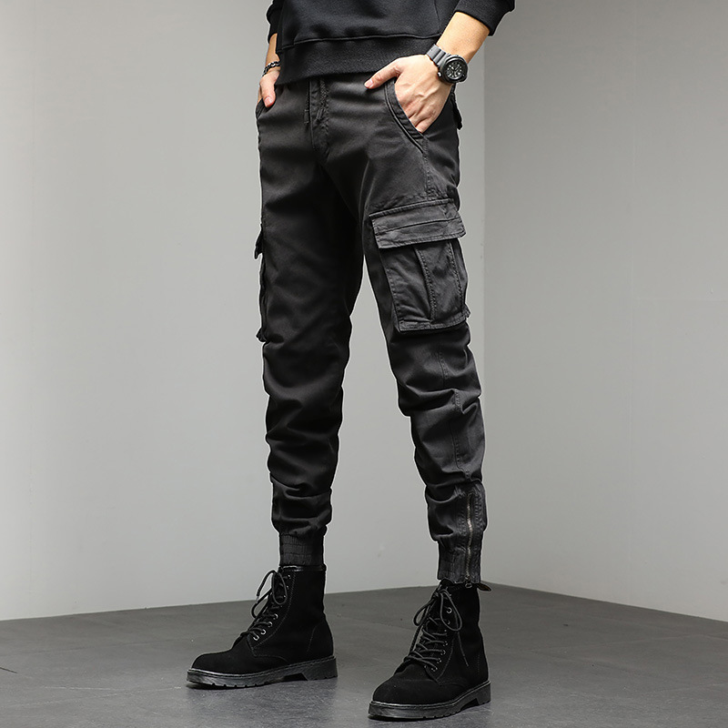 2023 New Loose Cargo Pants Men's Leg-tied Casual Long Pants Outdoor Military Style Sports Pants
