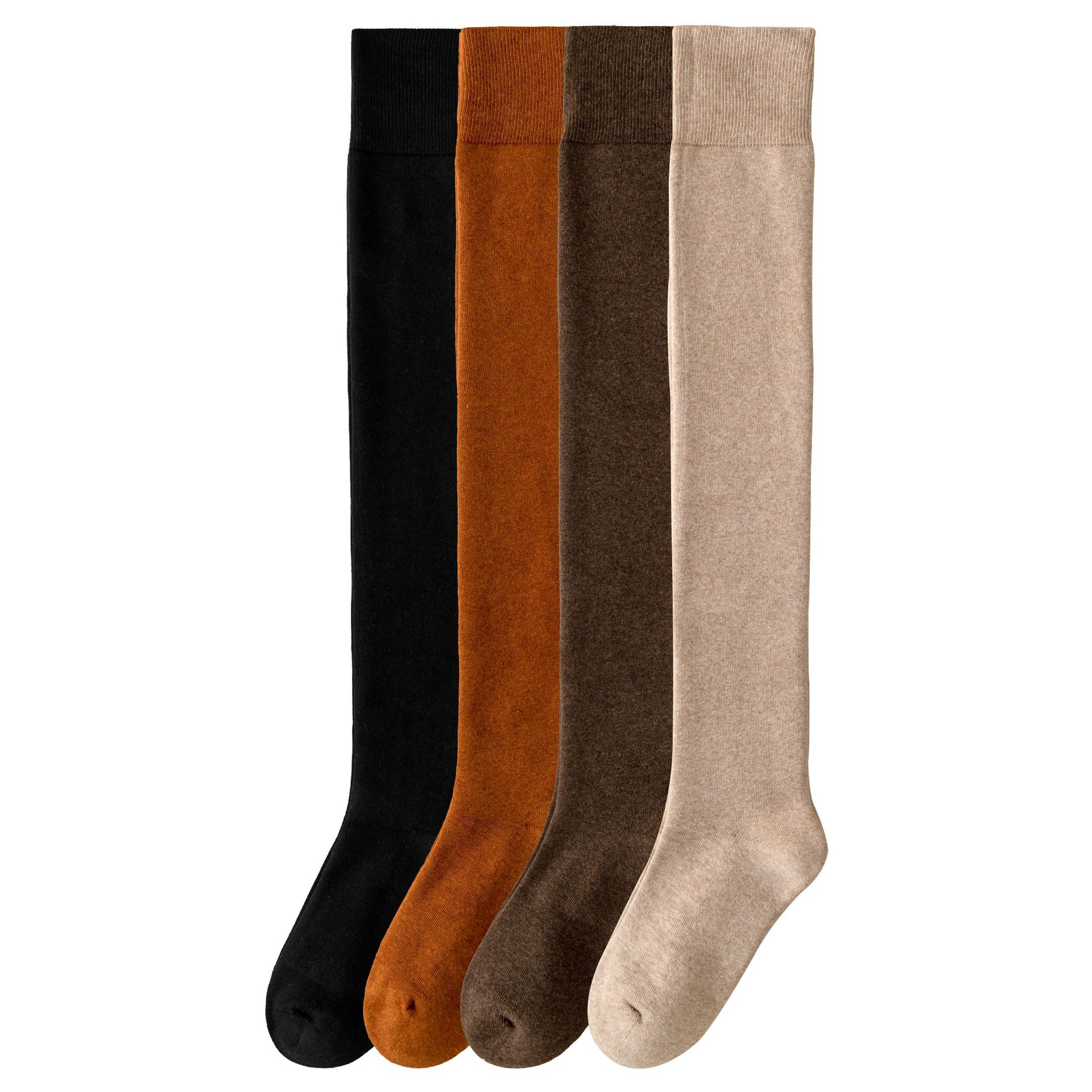 Calcetines de rodilla de algodón para mujeres, calcetines calientes de invierno y invierno, calcetines sin hueso de rodilla JK, calcetines de muslos altos