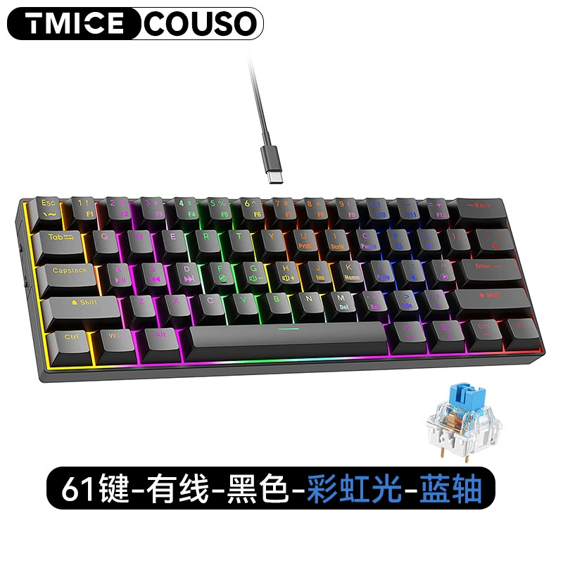 Механическая клавиатура TMICE CX61, Bluetooth 3-режимная, 61 клавиша, RGB, варианты переключателей Tea/Red