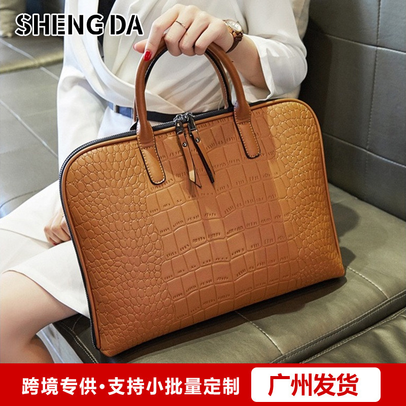 Factory Wholesale Crocodile Pattern Single Shoulder Crossbody Laptop Bag Large Capacity Handbag Suitable for Apple Huawei Lenovo