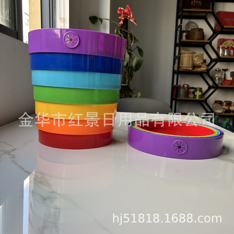 High-End Foldable Trash Can for Outdoor Camping, Multi-Functional Rainbow Storage Bin, Light Luxury Trash Bin, Wastebasket