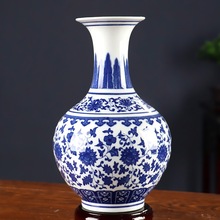 青花瓷花瓶摆件客厅插花仿古小装饰工艺品景德镇陶瓷器新中式花器