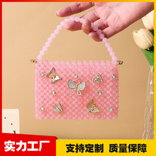 夏季新款口红包迷你女生便携Hello Kitty手工串珠编织斜挎包百搭