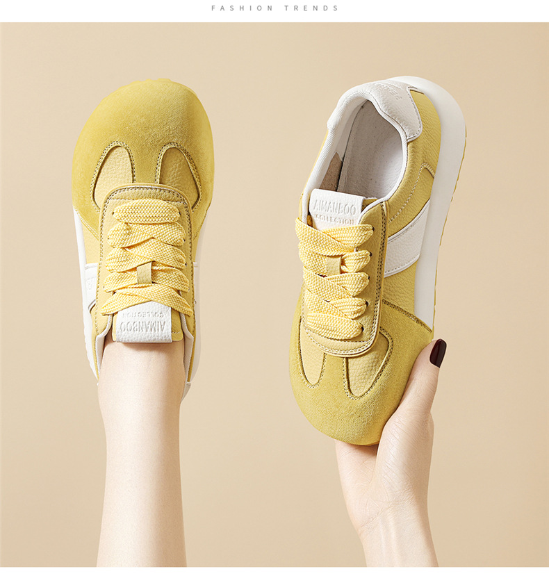 Giày sneaker nữ da thật lưới mỏng đế dày mũi tròn phong cách thể thao hè 2025 — JST 7115-1 trái cây xanh, JST 7115-1 màu vàng chi tiết 4