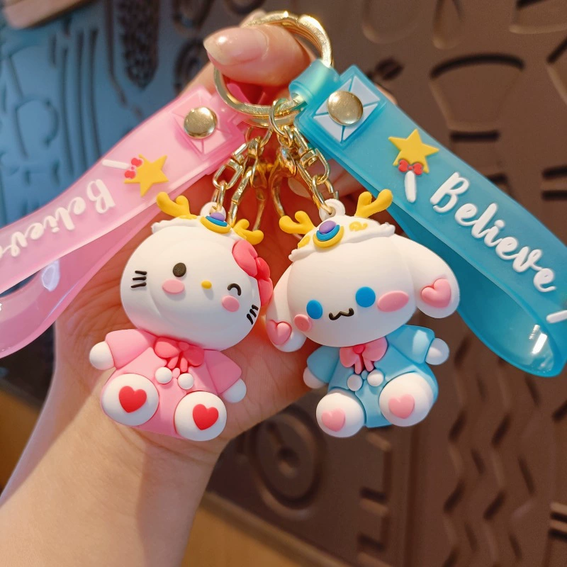 Sanrio, cartoon cute keychain, doll, school bag, pendant, car keys, Birthday gift