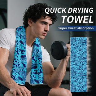 [Double-Sided Velvet Quick-Drying Towel] 30X100 Fitness Sports Towel Printed Lint-Free Gym Yoga Towel