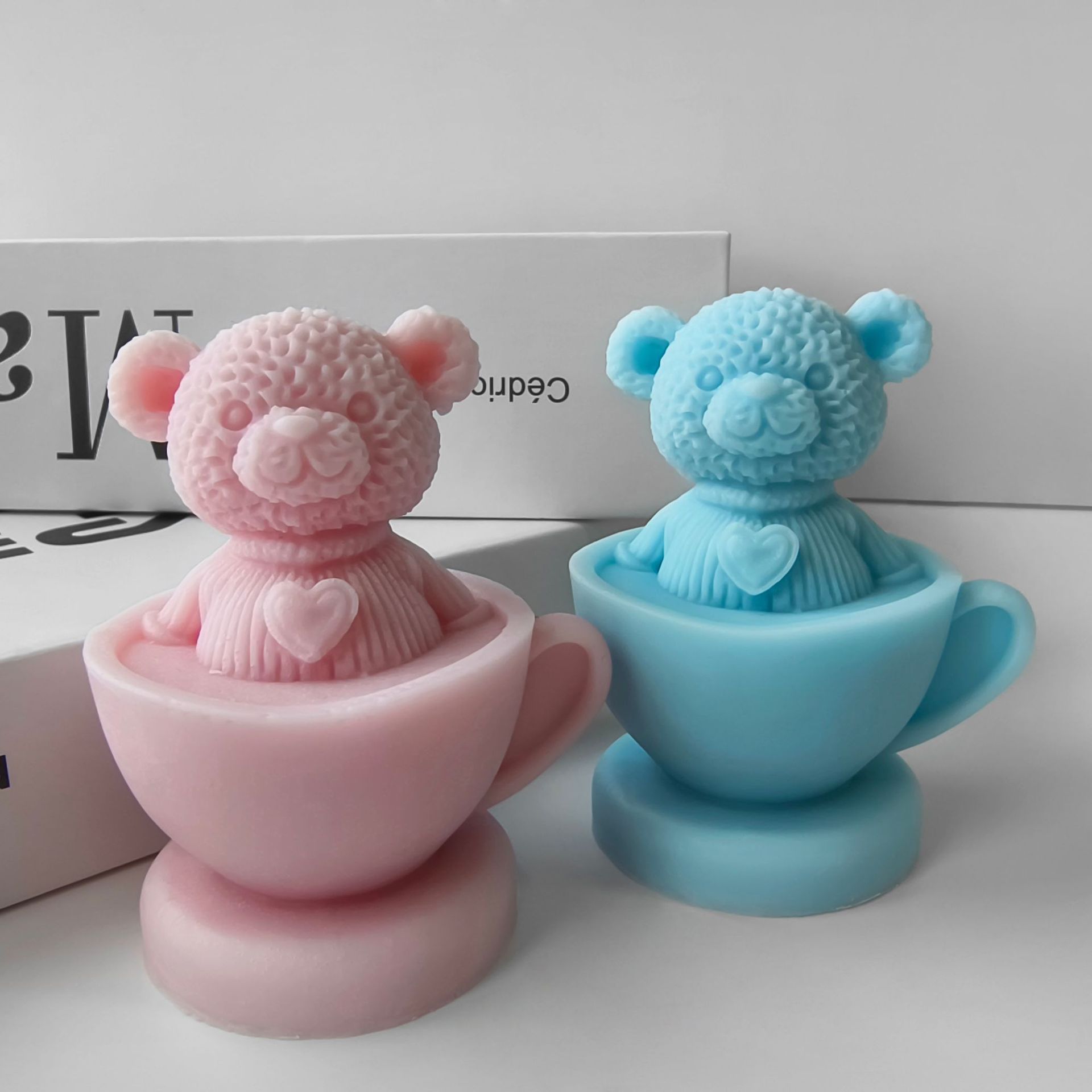 Taza de té DIY oso molde de arroz vela barra magnética jabón hecho a mano adorable oso decoración molde de adornos