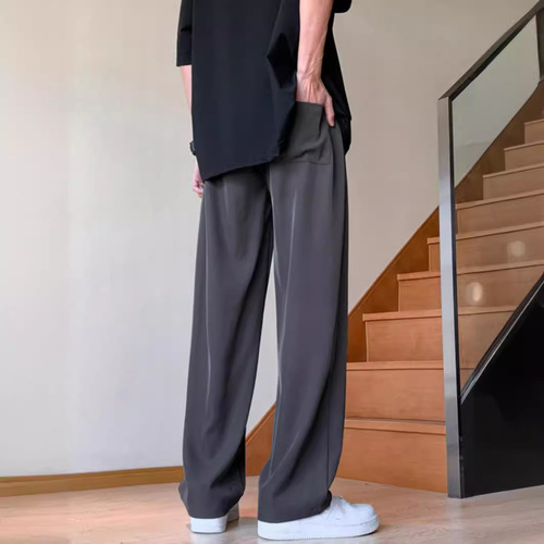 Men's Summer New Ice Silk Straight Leg Pants Men's Straight Leg Pants Men's Pants American Western Pants Sport Pants Long Pants