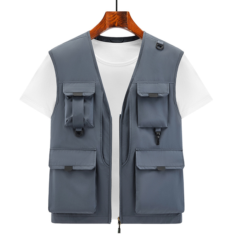 Nuevo cross-border primavera y otoño fotografía chaleco de pesca cardigan chaleco de hombre casual chaleco de bolsillo suelto chaqueta superior