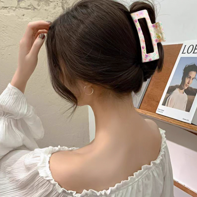 8.5 センチメートルカラフルな UV プリント市松模様のヘアピンキャンディーカラーのグリッパーファッショナブルでシンプルなサメクリップ女の子のヘアアクセサリーヘアグリッパー|undefined