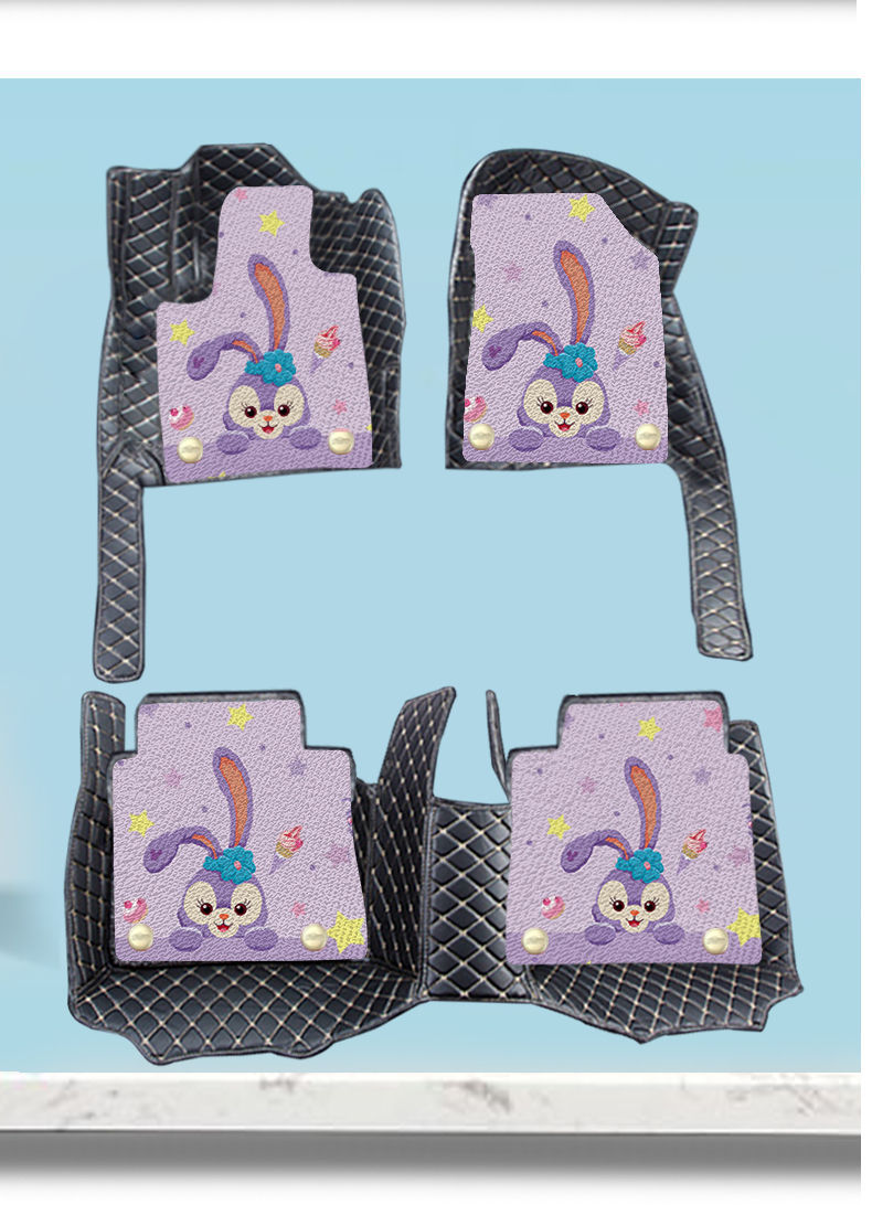 26 New Models Suitable for Great Wall Ora Good Cat Car Floor Mats, Snow White Coil Car Interior Cartoon Carpet Mats
