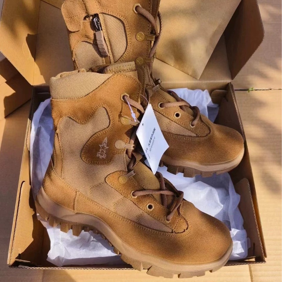 新式棕色作战训靴男火拉链碳板战术训练鞋耐磨防穿刺户外高帮靴子