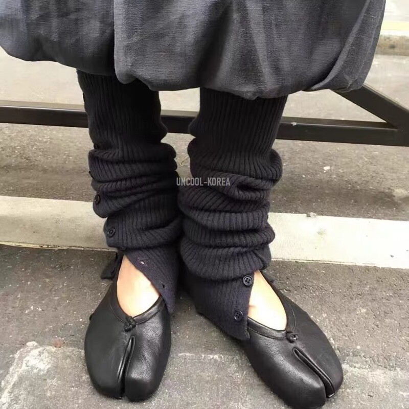 Poetry Lan Style Button Slit Knit Leg Warmers for Women, Korean Blogger Layered Foot Warmers