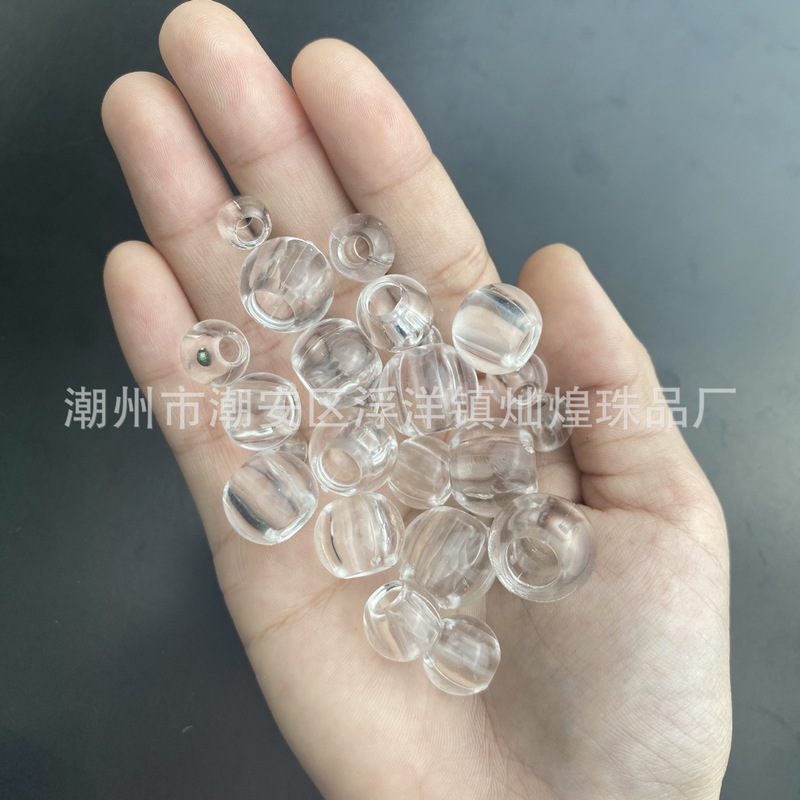 アクリル透明大穴散珠円光沢面ベルトビーズ手作りバッグ編み材料diy装飾直穴|undefined