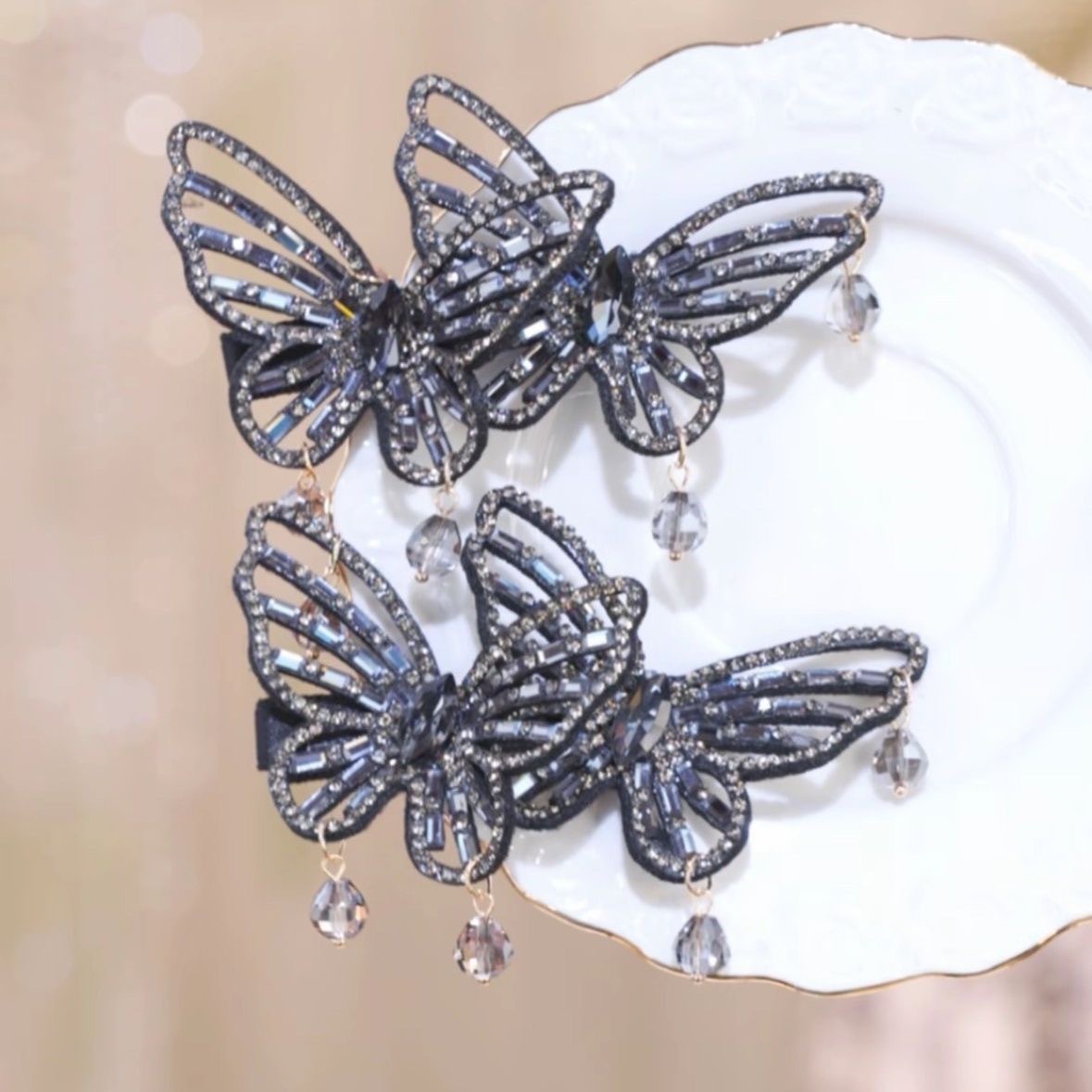 High-End Butterfly Pendant Hairpin for Women 2025 New Duckbill Clip Hairpin Headdress Side Bangs Hair Accessories Top Clip