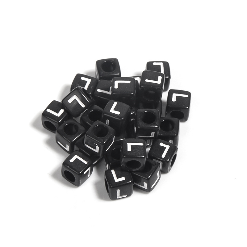 100 / paquete de acrílico fondo negro cuadrado letras blancas 26 letras individuales gotas de aceite cuentas DIY accesorios de cadena de teléfono móvil image 18