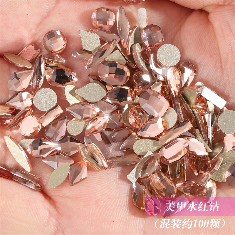 Mezclado 100 accesorios de uñas Aurora Phantom diamante especial en forma de pegatinas de diamantes llenos Nueva York tormenta brillante Negro uñas Fondo caliente diamante