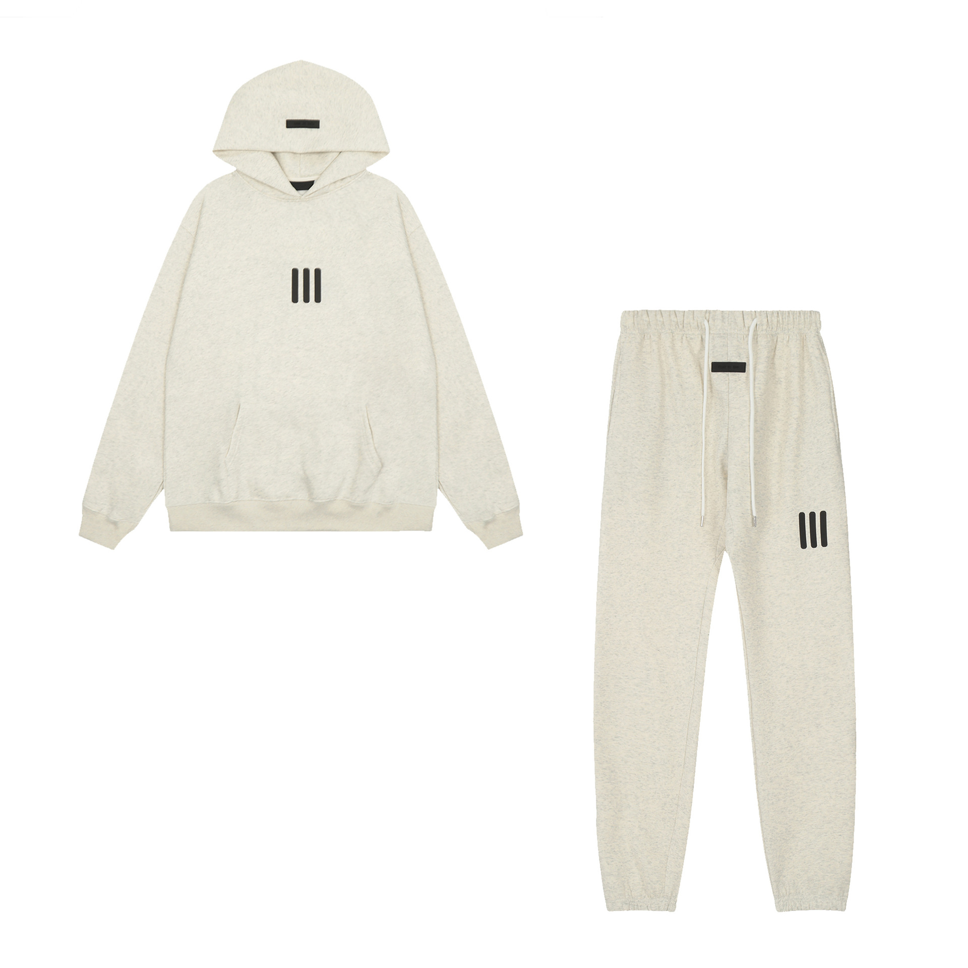 FOG High Street doble línea ESSENTIALS letras de silicona estéreo más suéter con capucha de terciopelo traje de pantalones casuales de moda