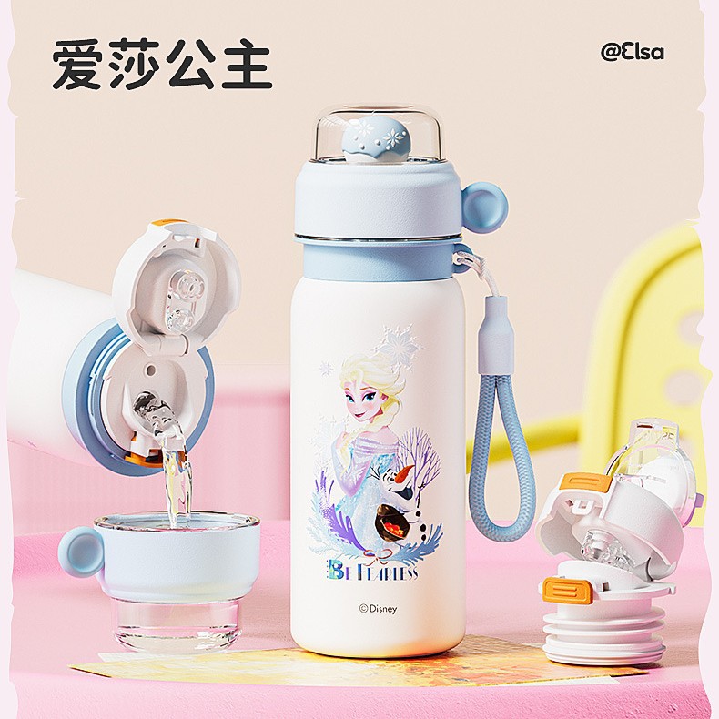 Osos de fresa niños 304 acero inoxidable de alto valor de caricatura taza caliente especial para la escuela doble bebida taza de agua portátil de paja