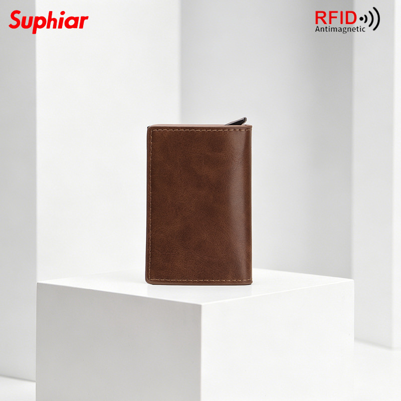 Cartera de fibra de carbono transfronteriza bolsa de tarjetas antirrobo cepillo europeo y americano cartera de hombres RFID cartera ultra delgada multi-tarjeta caja personalizada
