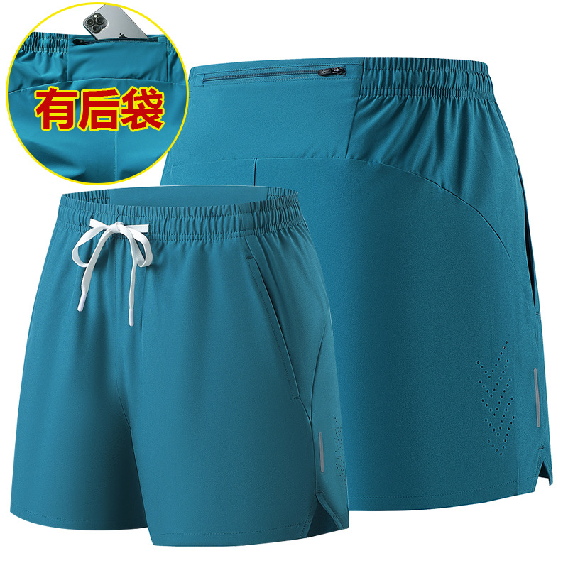 Pantalones cortos para correr transfronterizos, bolsillo de teléfono móvil en verano, nuevos equipos de entrenamiento transpirables de acondicionamiento físico, pantalones grandes