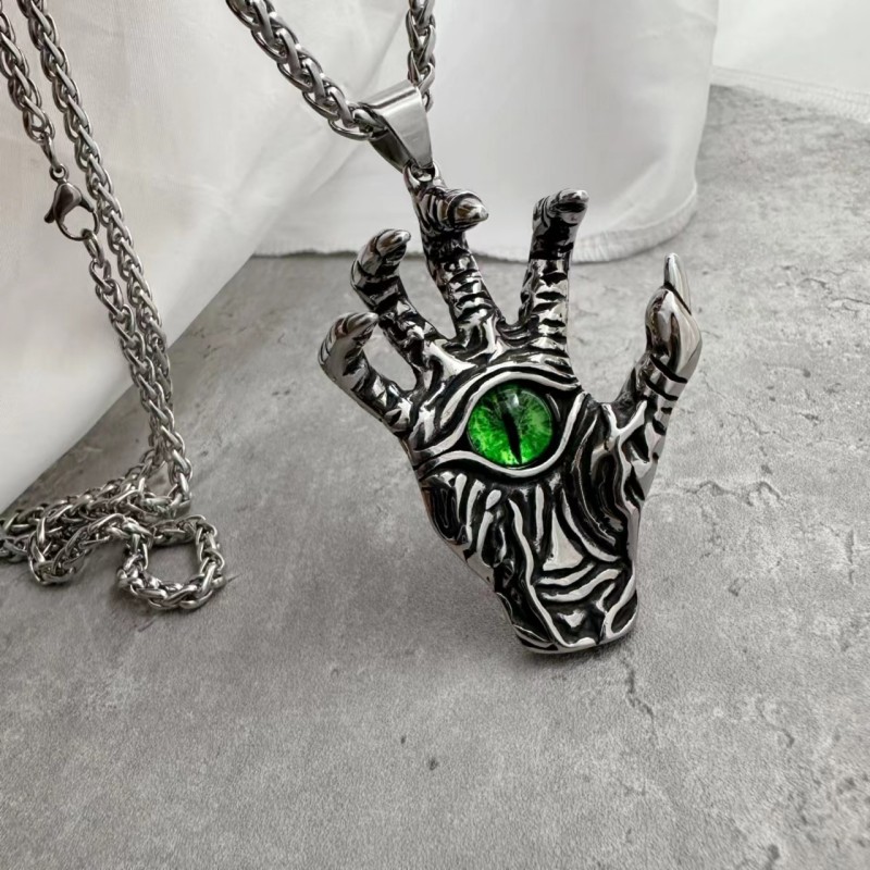 Collier pendentif griffe œil du diable homme acier titane tendance_voghion.com