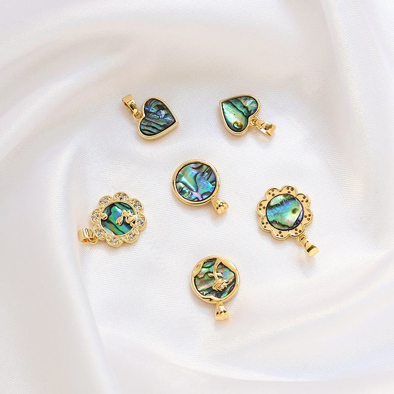 DIY Jewelry Accessories Classification 2 PCS/Package 11*16MM 12*17mm 14 * 22mm Copper Abalone Shell Heart Shape Pendant