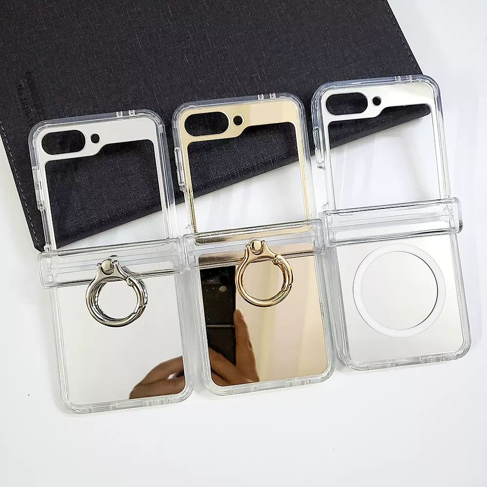 适用Galaxy Z Flip6镜面补妆折叠手机壳带铰链防摔磁吸全包保护套