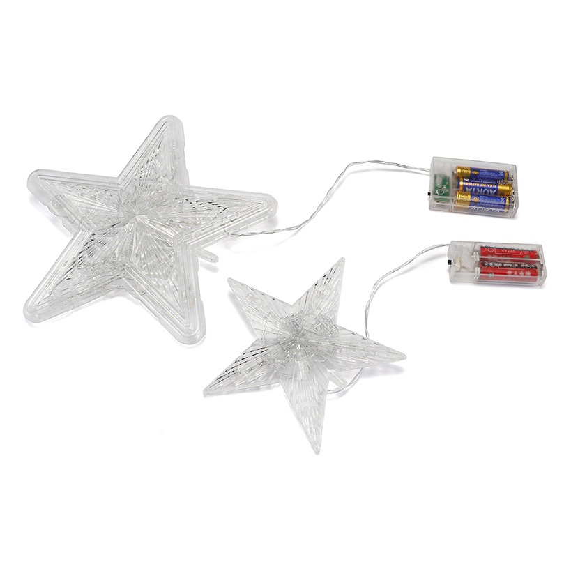 Suministro directo transfronterizo de luces LED en forma de estrella de cinco puntas, luces para la punta del árbol de Navidad, luces de ambiente para decoración de habitaciones con caja de baterías y enchufe.