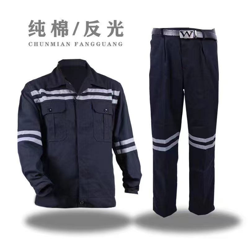 Pure Cotton Coal Mine Work Clothes Miners Coal Underground Welder's Clothes Polyester Cotton Thickened Anti-scalding Wear-resistant Reflective Strip Labor Protection Clothing