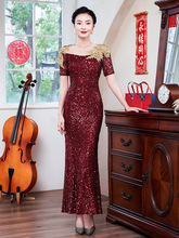 欧美外贸高端结婚新娘妈妈婚宴礼服显瘦年轻喜婆婆婚宴装参加婚礼